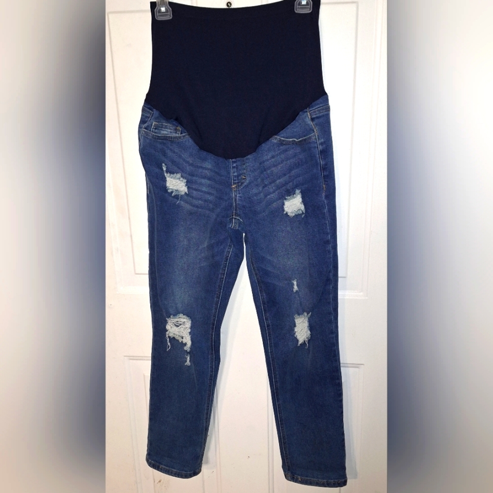 Time And Tru Maternity Jeans~Distressed~Denim~Size Small